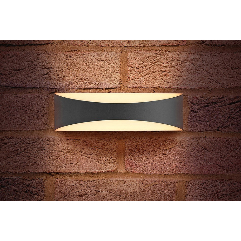 Integral LED Outdoor Wave Wall Light 7W: Dark Grey - Warm White