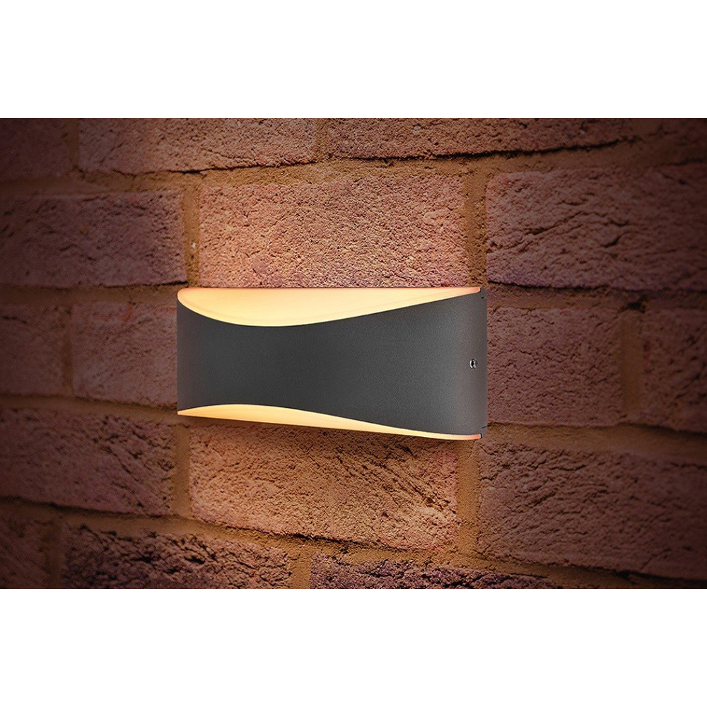 Integral LED Outdoor Wave Wall Light 7W: Dark Grey - Warm White