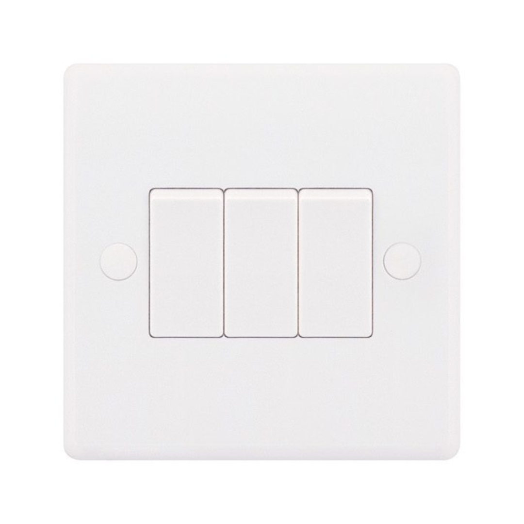 Selectric Smooth 3 Gang 10A 2 Way Switch