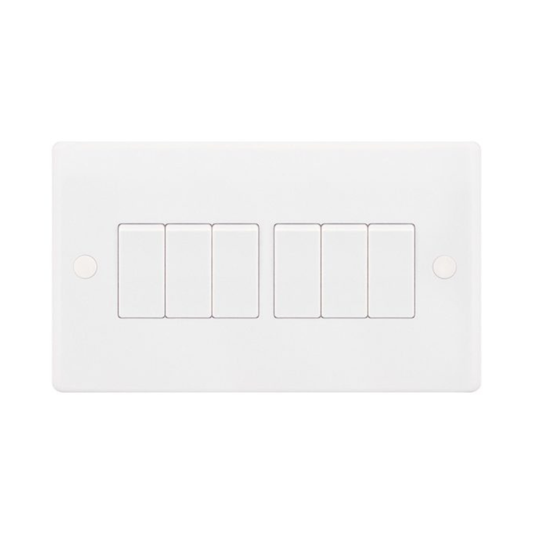 Selectric Smooth 6 Gang 10A 2 Way Switch