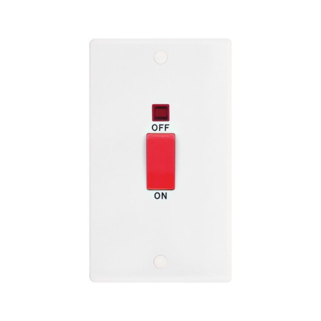 Selectric Smooth Switch with Neon and Red Rocker: 2 Gang 45A DP