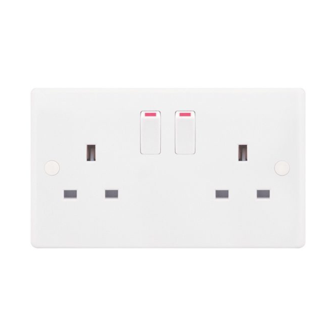 Selectric Smooth 2 Gang 13A DP Switched Socket