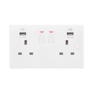 Selectric Smooth 2 Gang 13A Switched Socket with USB Outlet