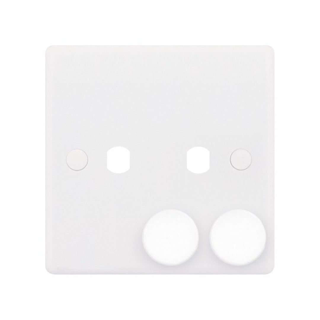 Selectric Smooth 1 Gang Twin Aperture Dimmer Plate with Matching Knobs