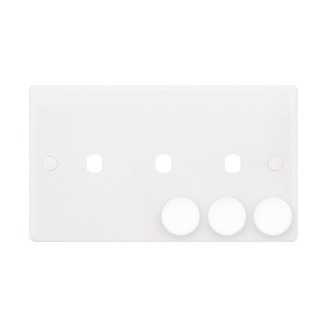 Selectric Smooth 2 Gang Triple Aperture Dimmer Plate with Matching Knobs