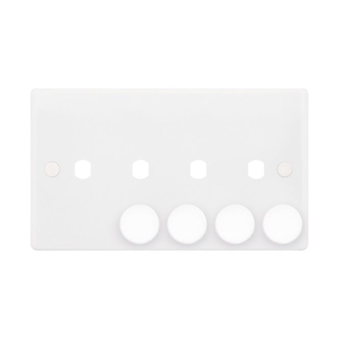 Selectric Smooth 2 Gang Quad Aperture Dimmer Plate with Matching Knobs