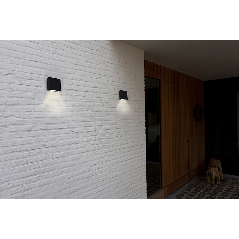 GEMINI XF IP54 INTEGRATED LED WALL LIGHT IN MATT BLACK 800 LUMEN 3000K