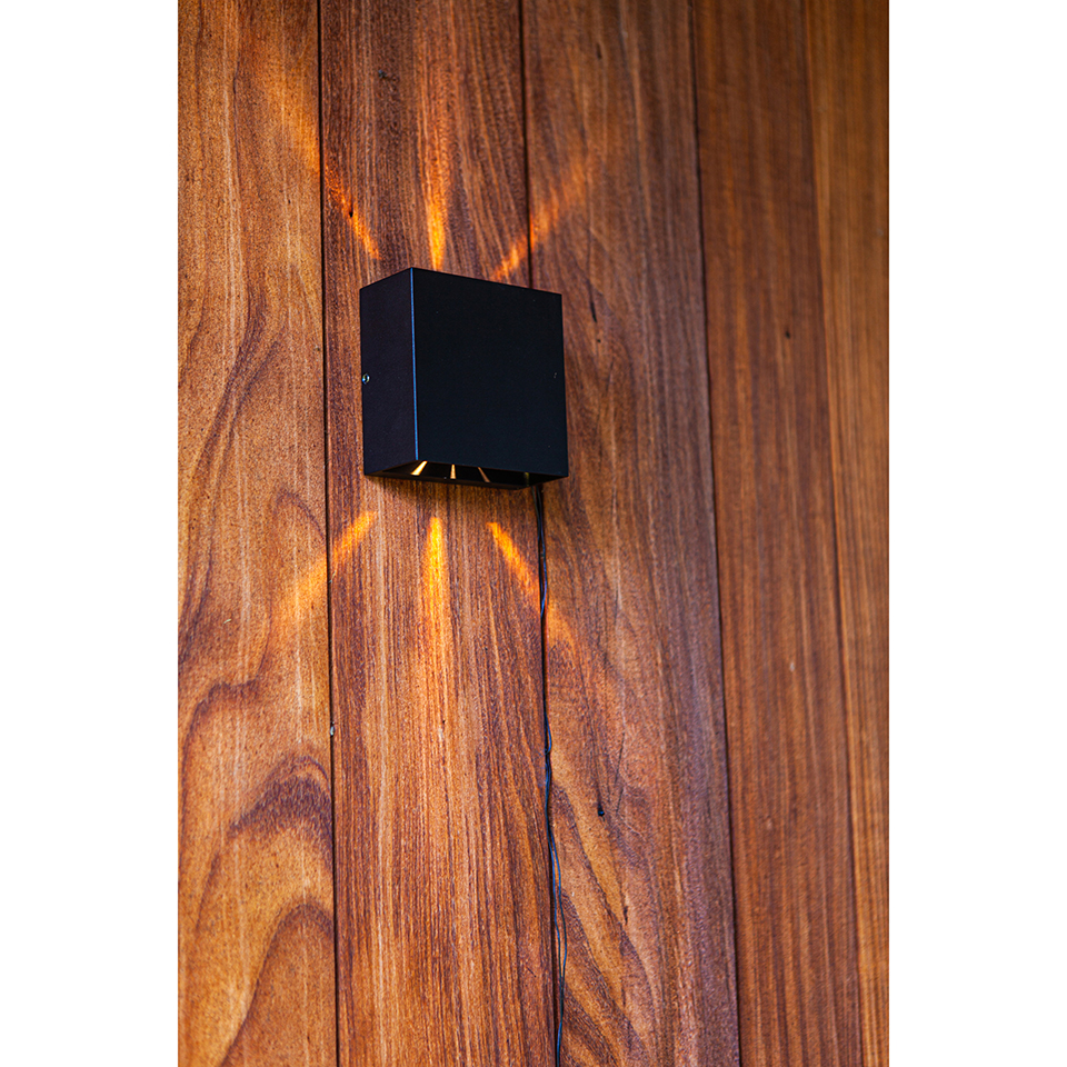 GEMINI BEAMS IP54 INTEGRATED LED WALL LIGHT IN MATT BLACK 400 LUMEN 3000K