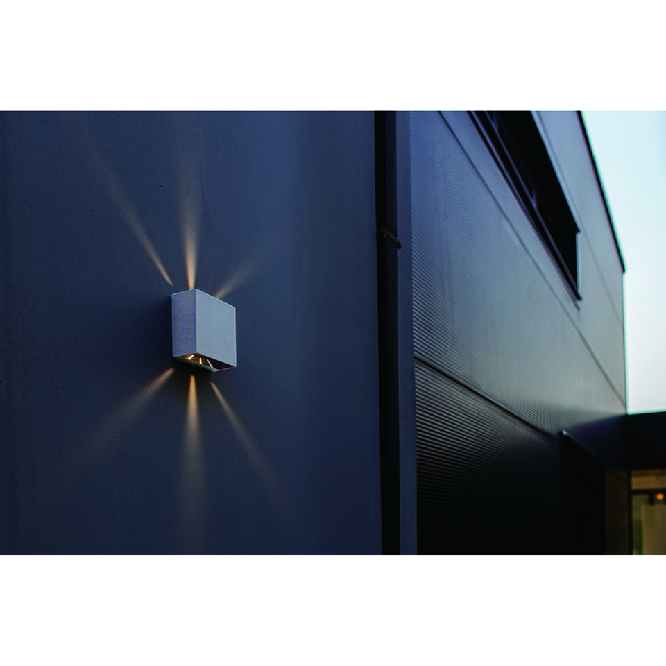 GEMINI BEAMS IP54 INTEGRATED LED WALL LIGHT IN WHITE 400 LUMEN 3000K