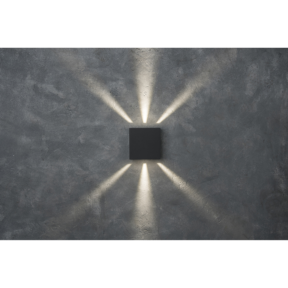 GEMINI BEAMS IP54 INTEGRATED LED WALL LIGHT IN DARK GREY 400 LUMEN 4000K