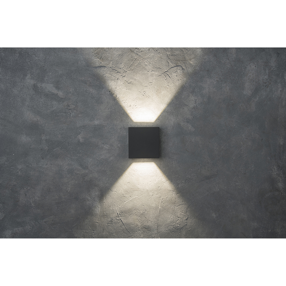 GEMINI BEAMS IP54 INTEGRATED LED WALL LIGHT IN DARK GREY 400 LUMEN 4000K