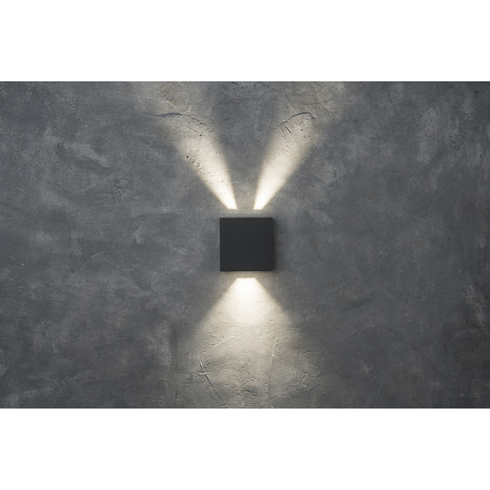 GEMINI BEAMS IP54 INTEGRATED LED WALL LIGHT IN DARK GREY 400 LUMEN 4000K