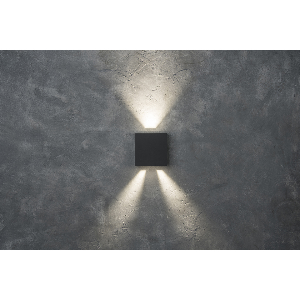GEMINI BEAMS IP54 INTEGRATED LED WALL LIGHT IN DARK GREY 400 LUMEN 4000K