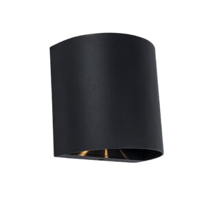 GEMINI BEAMS ROUND IP54 INTEGRATED LED WALL LIGHT IN BLACK 400 LUMEN 3000K