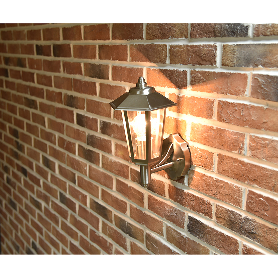 GROSVENOR IP44 E27 WALL LIGHT IN STAINLESS STEEL