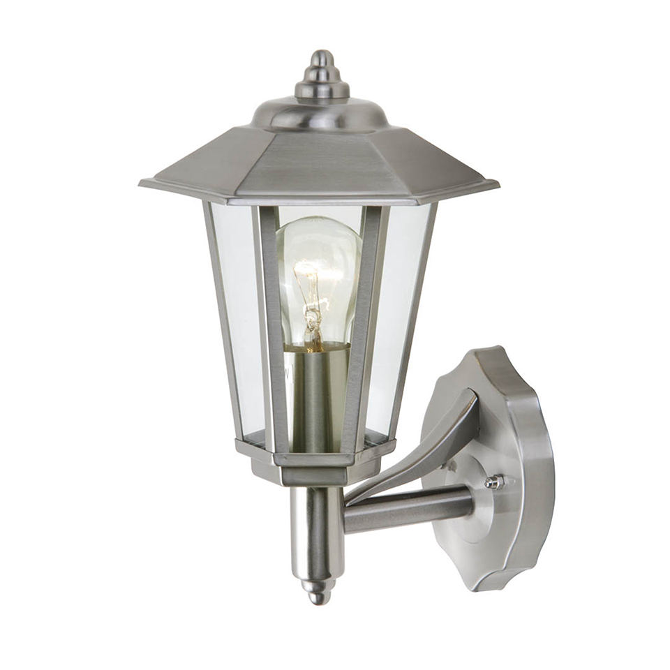 GROSVENOR IP44 E27 WALL LIGHT IN STAINLESS STEEL