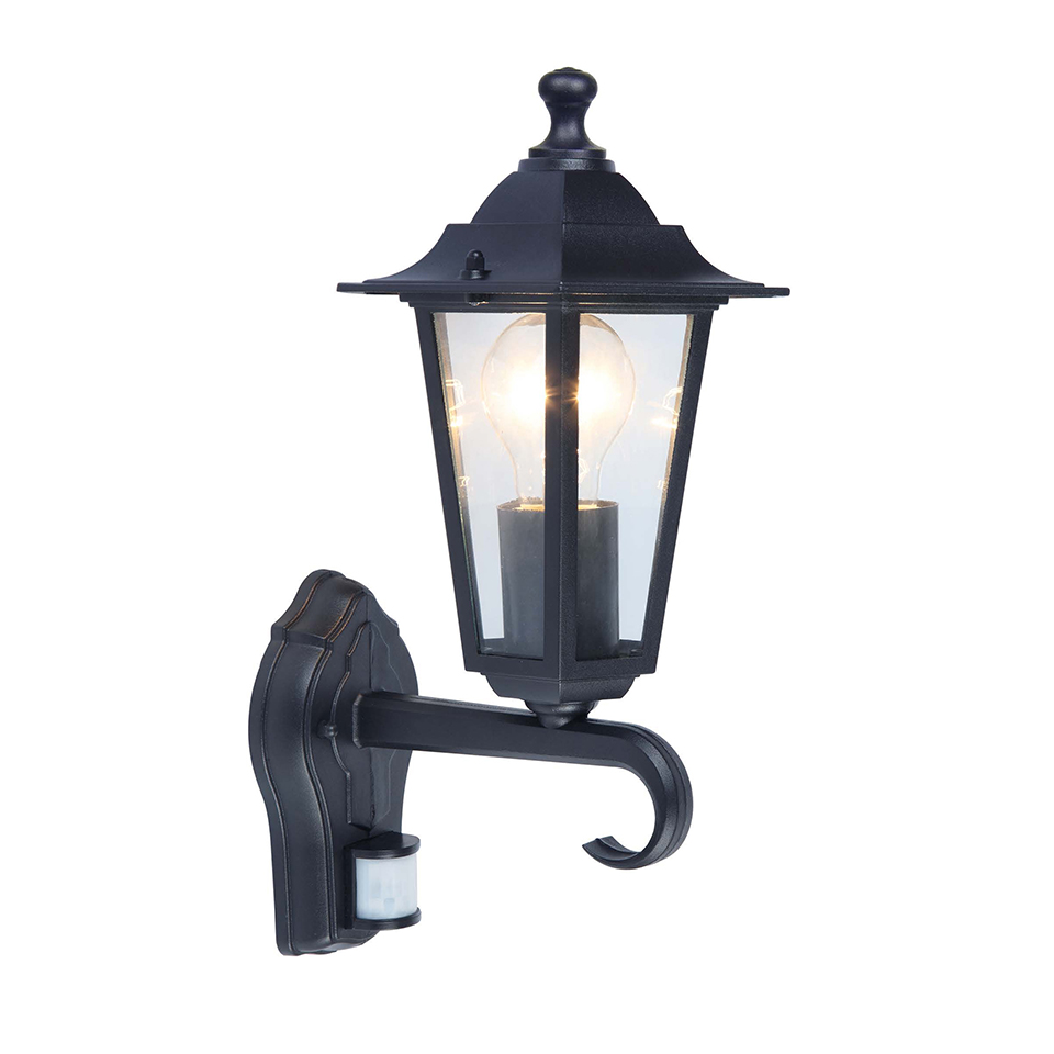 CORNICHE PIR IP44 E27 WALL LIGHT IN BLACK