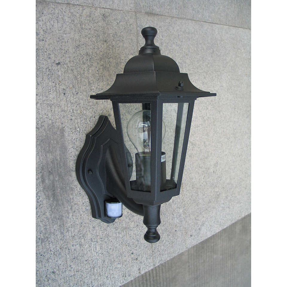 CORNICHE PIR IP44 E27 WALL LIGHT IN BLACK
