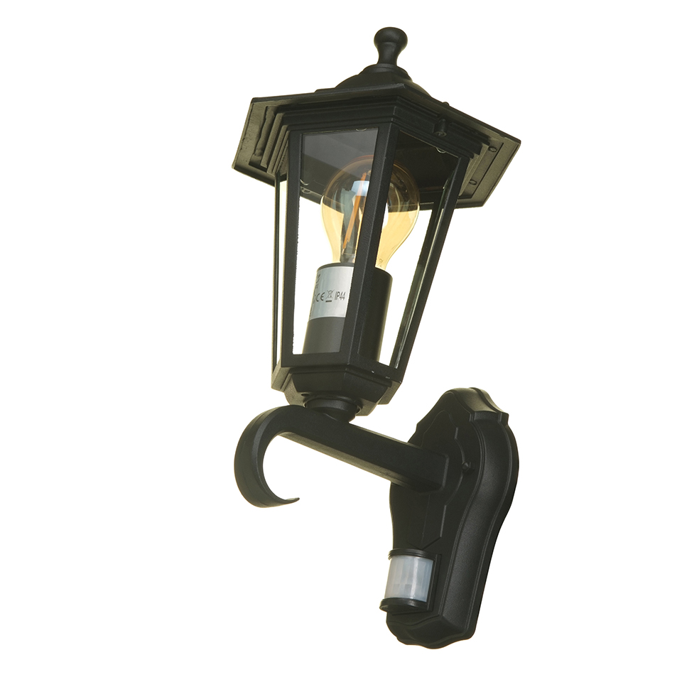 CORNICHE PIR IP44 E27 WALL LIGHT IN BLACK