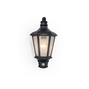 COTSWOLD PIR IP44 E27 WALL LIGHT IN BLACK