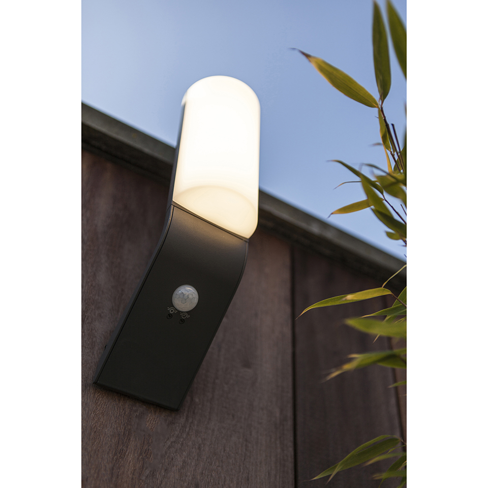 BATI PIR IP44 INTEGRATED LED WALL LIGHT IN DARK GREY 1100 LUMEN 4000K