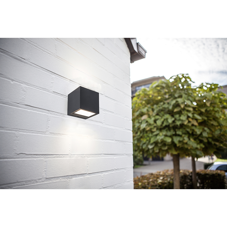 GEMINI IP54 INTEGRATED LED WALL LIGHT IN MATT BLACK 850 LUMEN 3000K