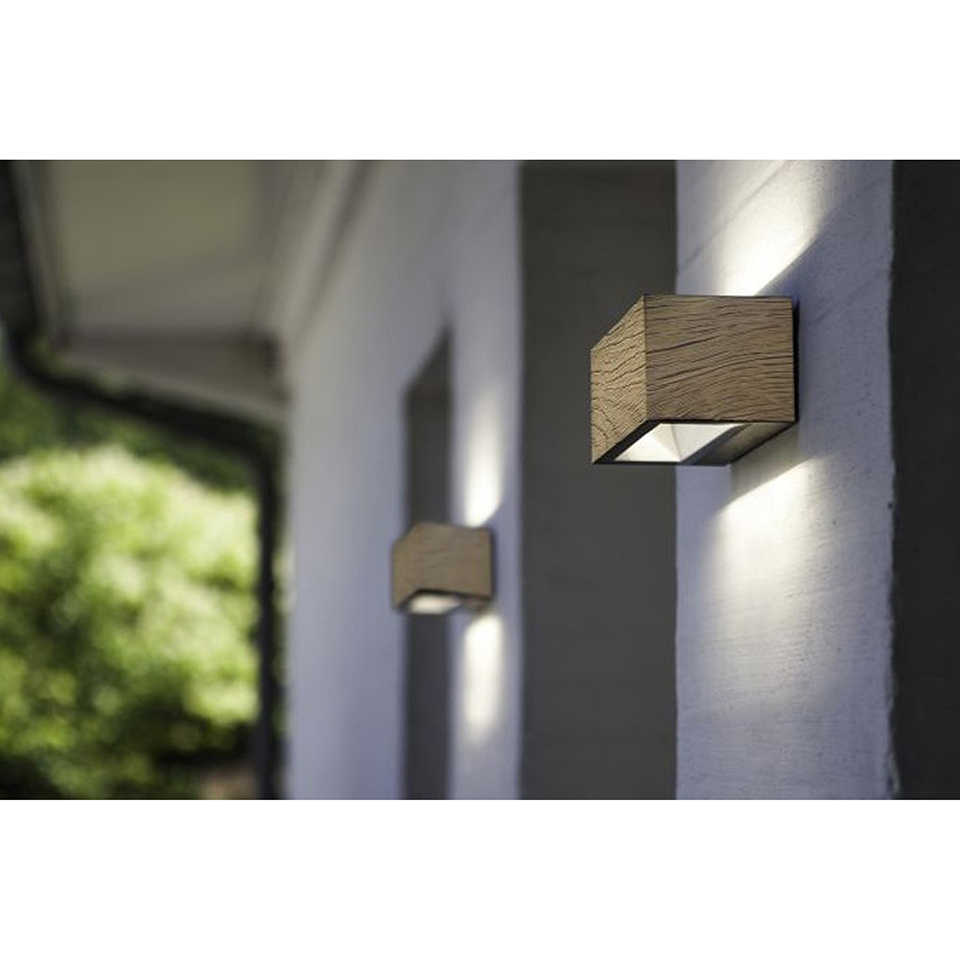 GEMINI OUTDOOR LED WALL UP & DOWN LIGHT WOOD LOOK