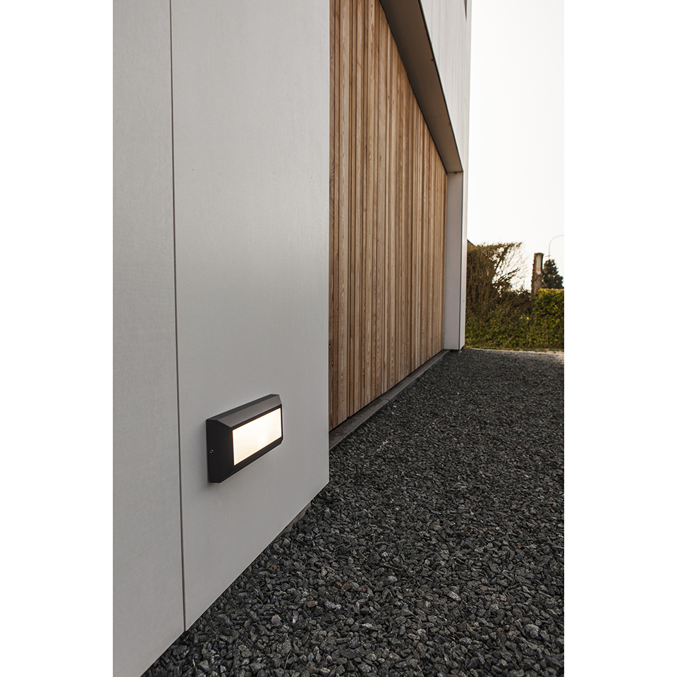 HELENA IP54 INTEGRATED LED WALL LIGHT IN DARK GREY 400 LUMEN 4000K