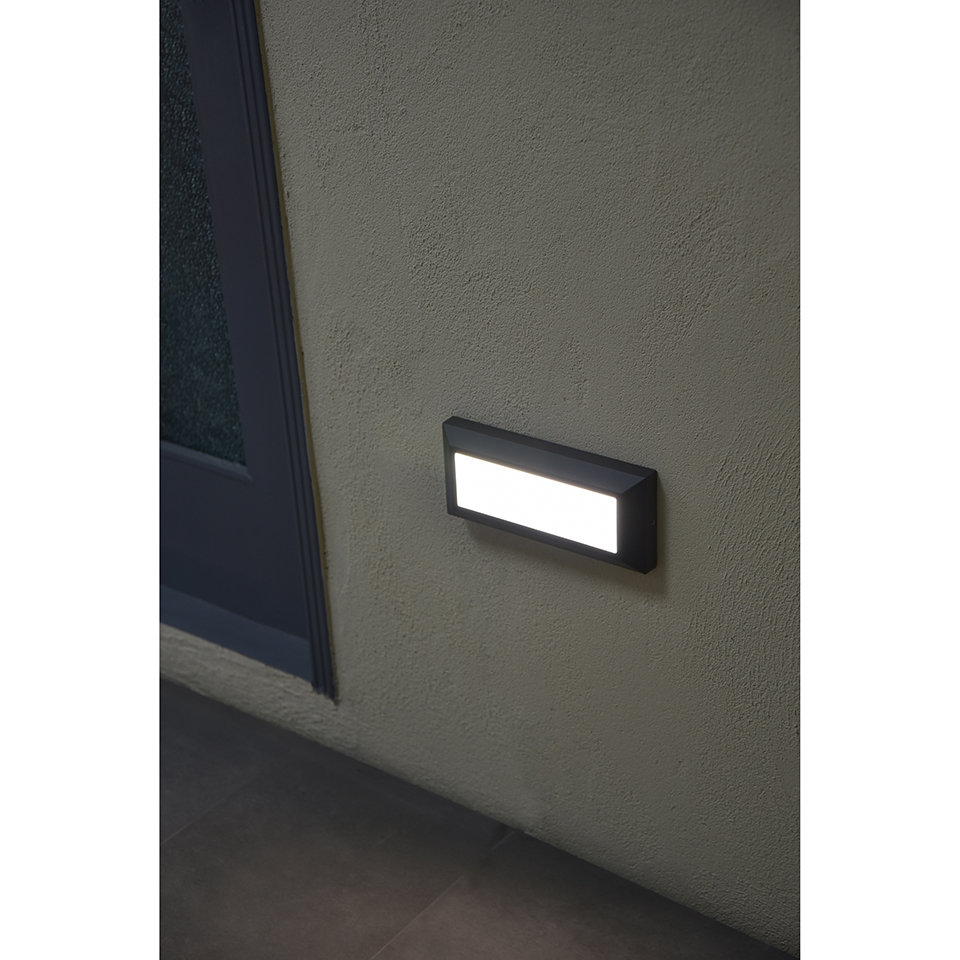 HELENA IP54 INTEGRATED LED WALL LIGHT IN DARK GREY 400 LUMEN 4000K