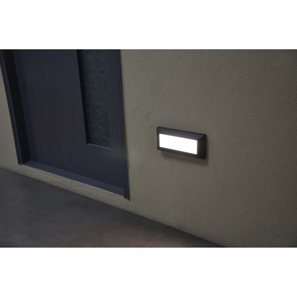HELENA IP54 INTEGRATED LED WALL LIGHT IN DARK GREY 400 LUMEN 4000K
