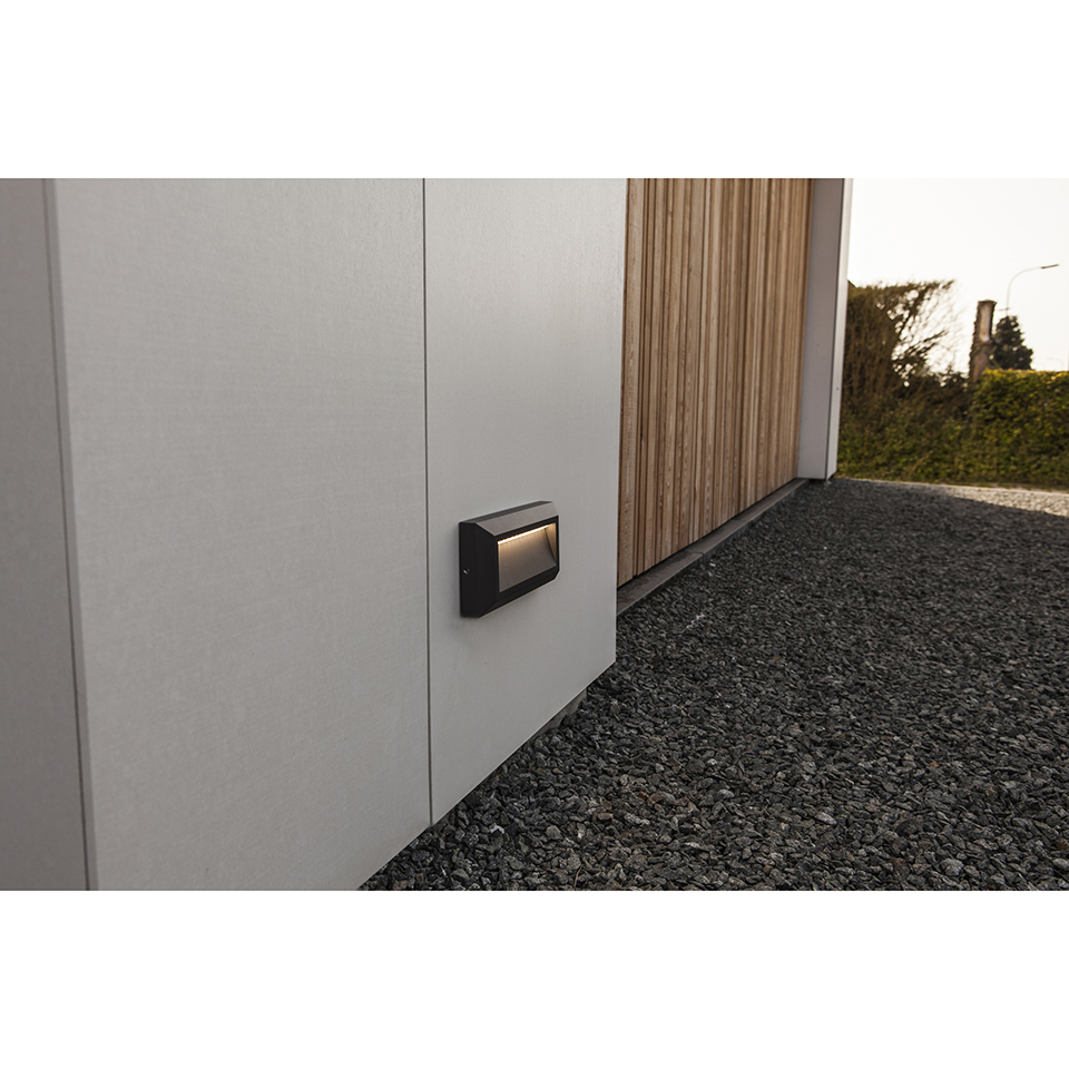 HELENA IP54 INTEGRATED LED WALL LIGHT IN DARK GREY 400 LUMEN 4000K