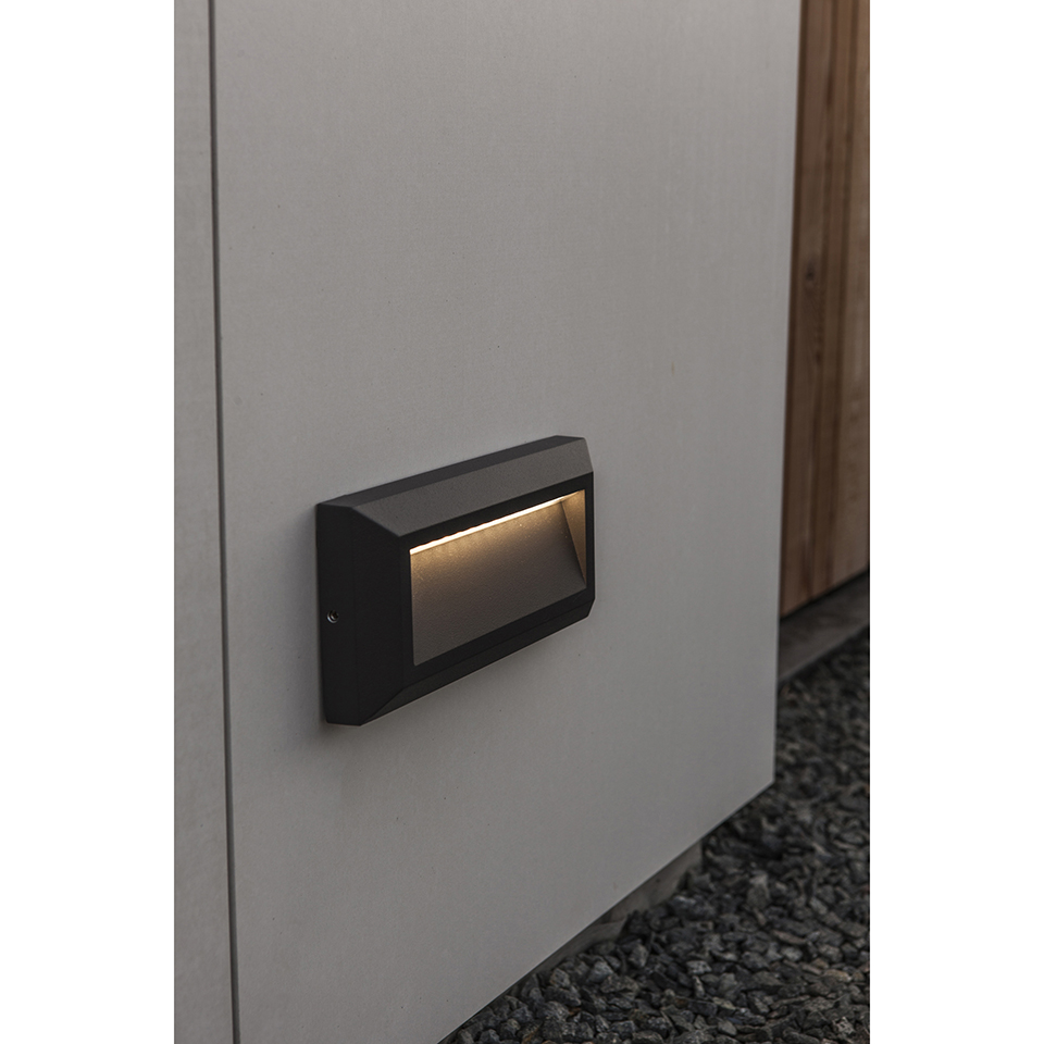 HELENA IP54 INTEGRATED LED WALL LIGHT IN DARK GREY 400 LUMEN 4000K