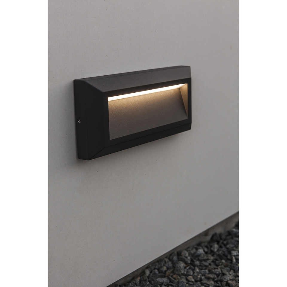 HELENA IP54 INTEGRATED LED WALL LIGHT IN DARK GREY 400 LUMEN 4000K