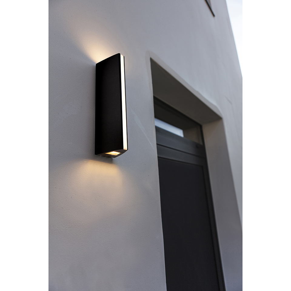 LEO IP54 INTEGRATED LED WALL LIGHT IN DARK GREY 750 LUMEN 3000K