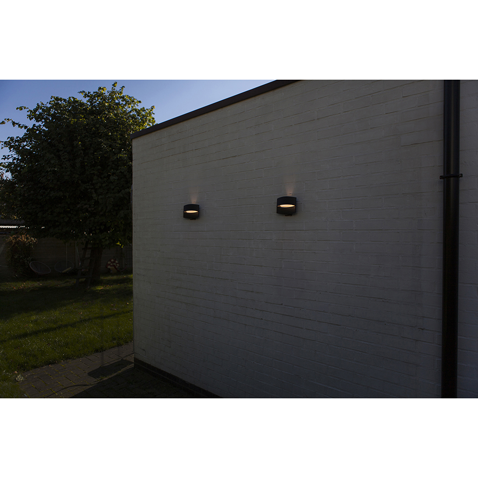 LOTUS IP54 INTEGRATED LED WALL LIGHT IN DARK GREY 500 LUMEN 3000K
