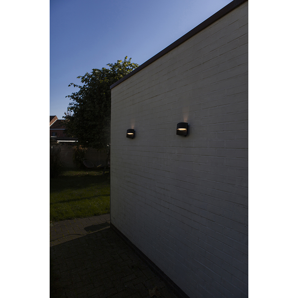 LOTUS IP54 INTEGRATED LED WALL LIGHT IN DARK GREY 500 LUMEN 3000K