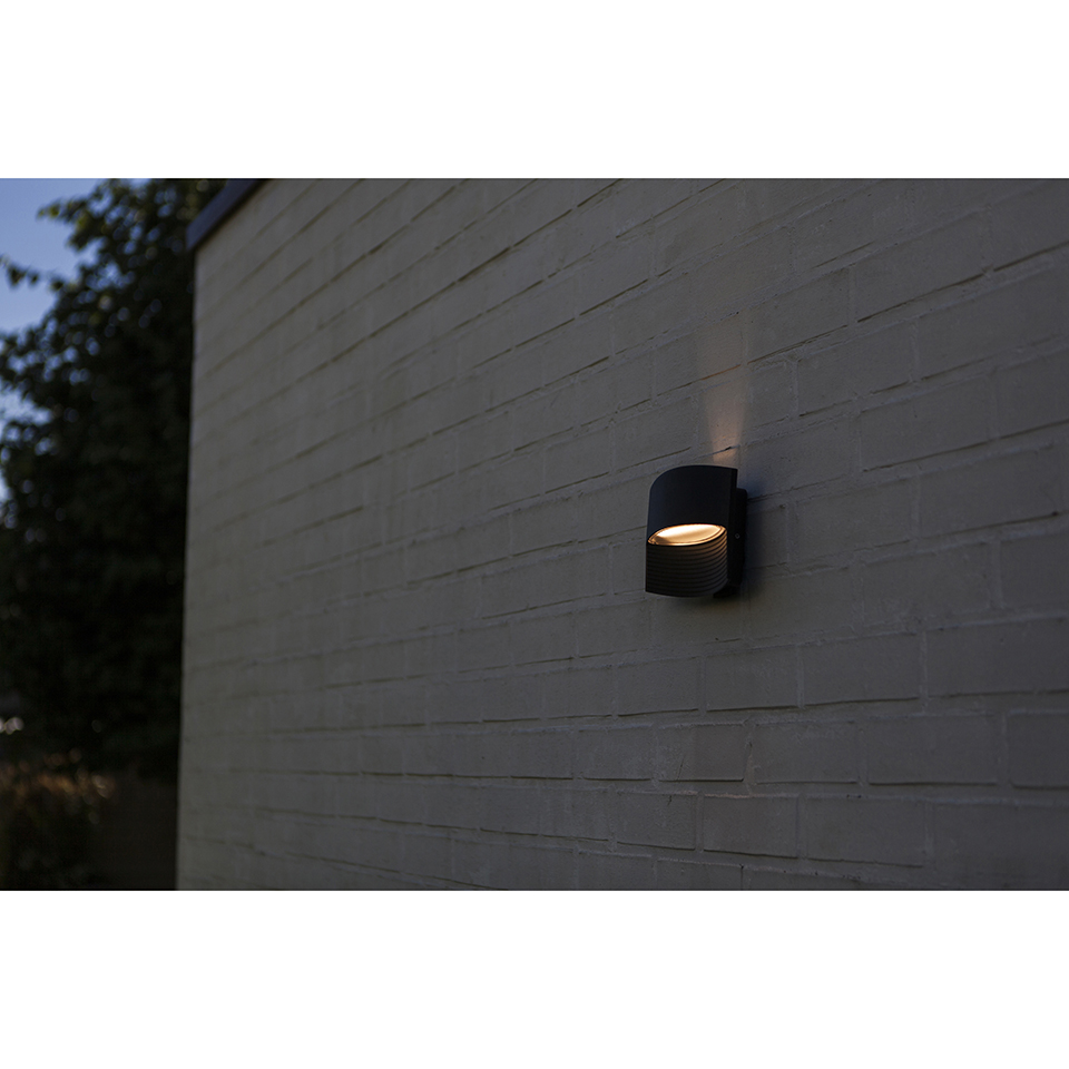 LOTUS IP54 INTEGRATED LED WALL LIGHT IN DARK GREY 500 LUMEN 3000K