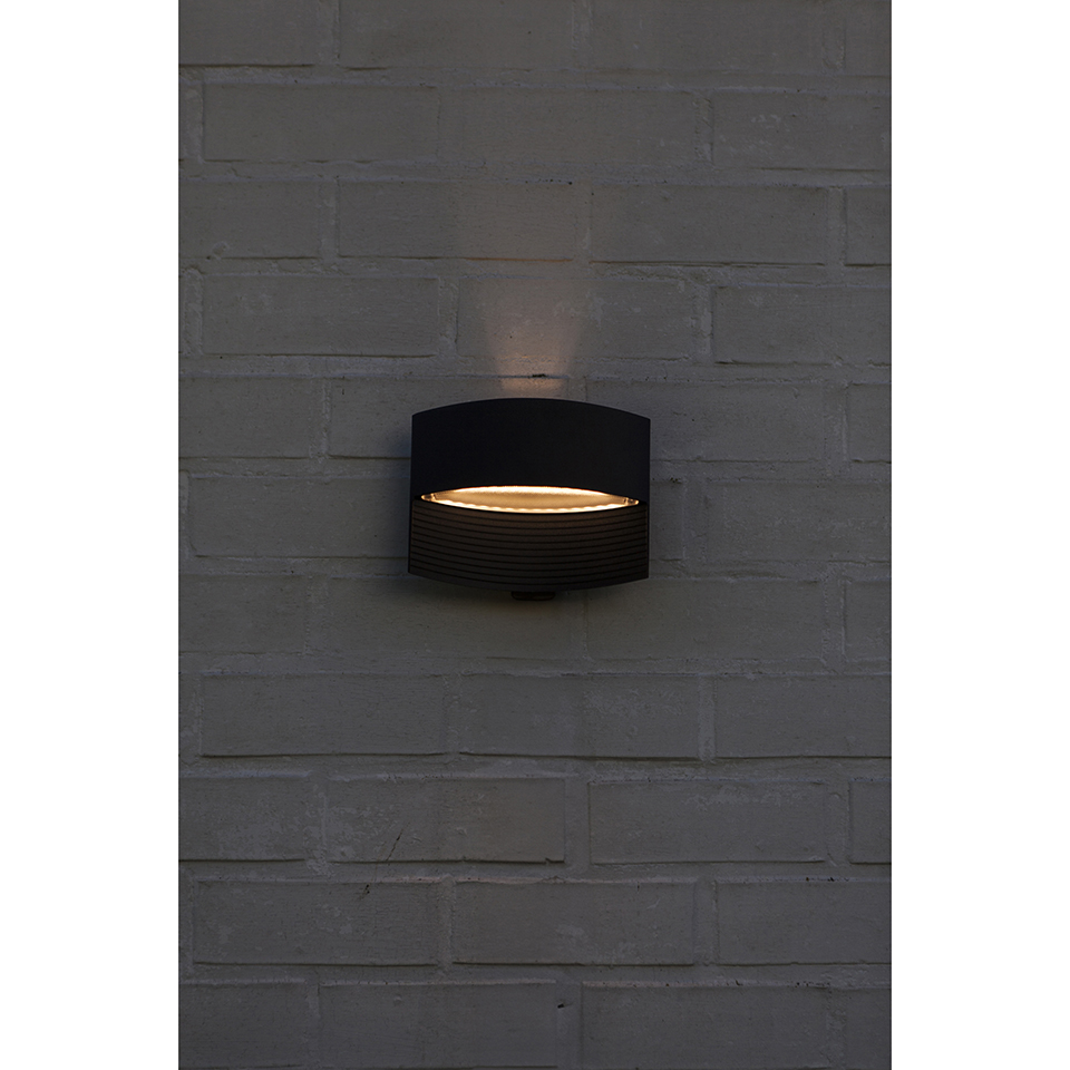 LOTUS IP54 INTEGRATED LED WALL LIGHT IN DARK GREY 500 LUMEN 3000K