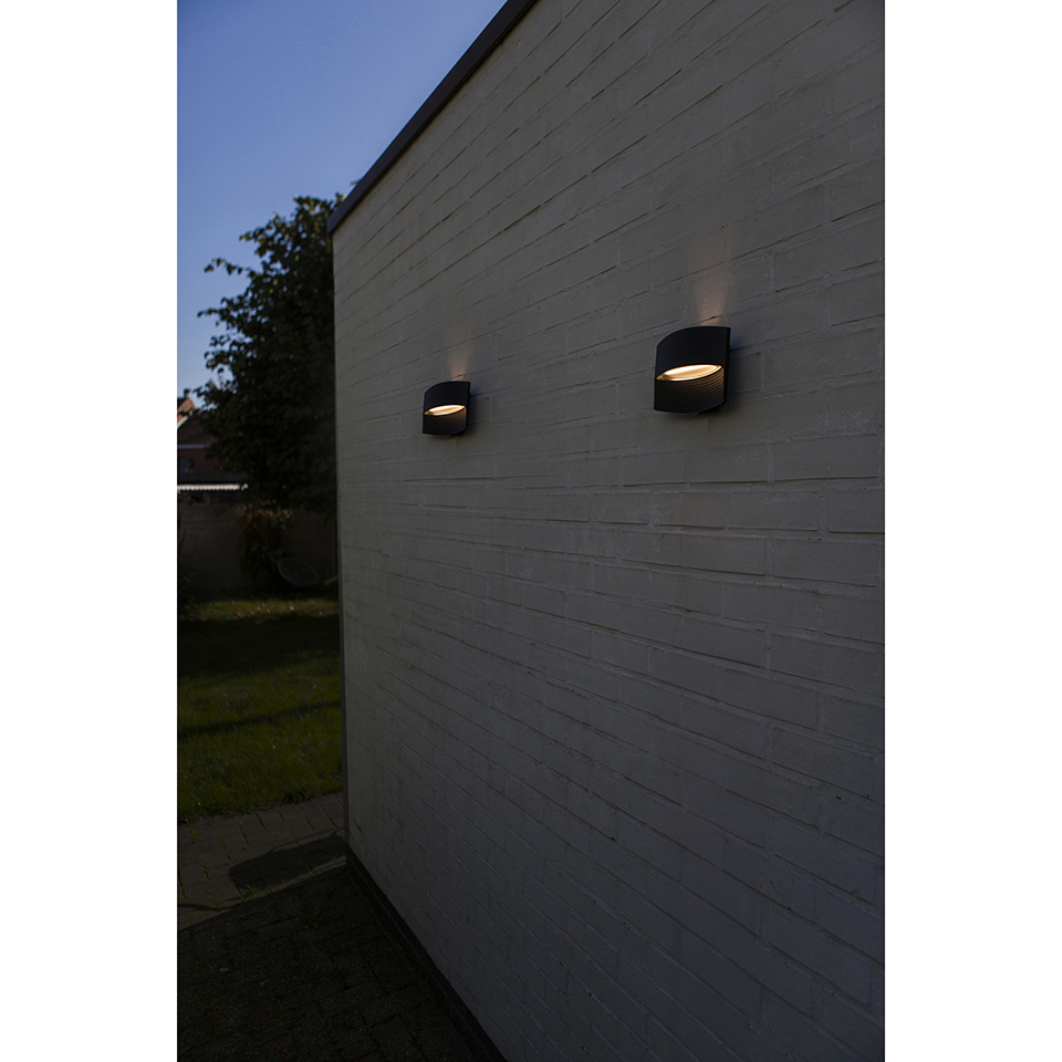LOTUS IP54 INTEGRATED LED WALL LIGHT IN DARK GREY 500 LUMEN 3000K