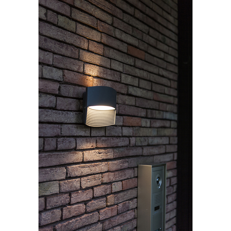 LOTUS IP54 INTEGRATED LED WALL LIGHT IN DARK GREY 500 LUMEN 3000K