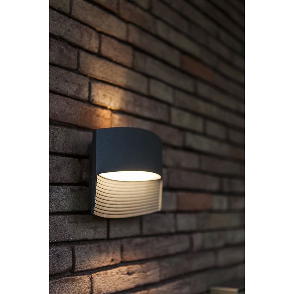 LOTUS IP54 INTEGRATED LED WALL LIGHT IN DARK GREY 500 LUMEN 3000K