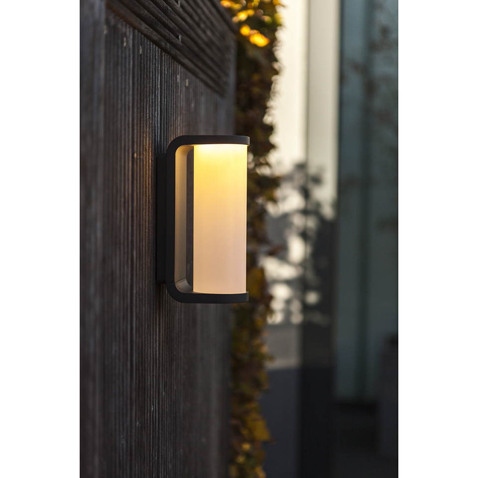 ADALYN IP44 INTEGRATED LED WALL LIGHT IN DARK GREY 600 LUMEN 3000K