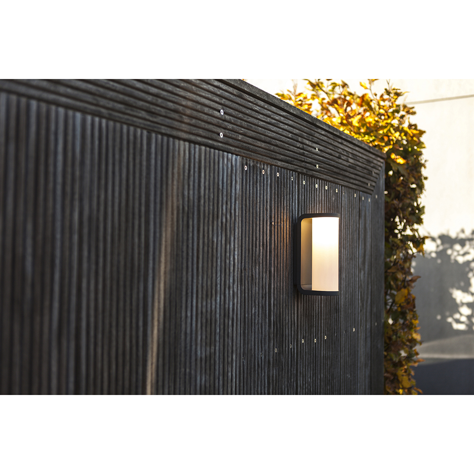 ADALYN IP44 INTEGRATED LED WALL LIGHT IN DARK GREY 600 LUMEN 3000K