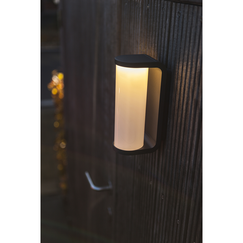 ADALYN IP44 INTEGRATED LED WALL LIGHT IN DARK GREY 600 LUMEN 3000K