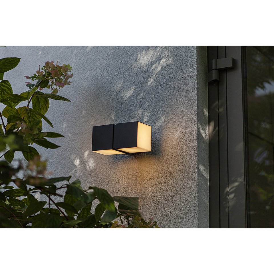 CUBA IP54 INTEGRATED LED WALL LIGHT IN MATT BLACK 1000 LUMEN 3000K