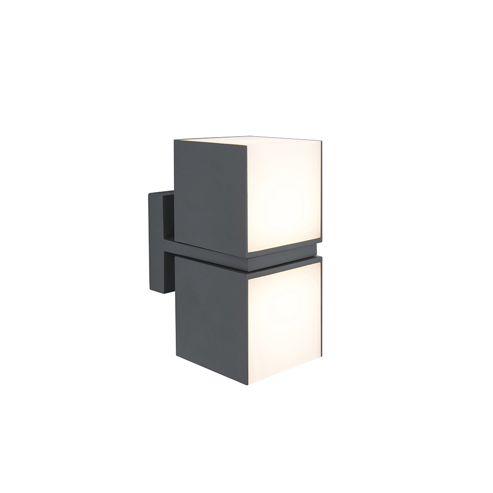 CUBA IP54 INTEGRATED LED WALL LIGHT WITH ADJUSTABLE HEADS IN DARK GREY 1000 LUMEN 3000K