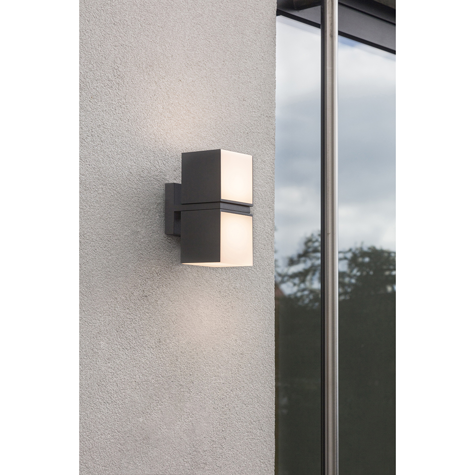 CUBA IP54 INTEGRATED LED WALL LIGHT WITH ADJUSTABLE HEADS IN DARK GREY 1000 LUMEN 3000K