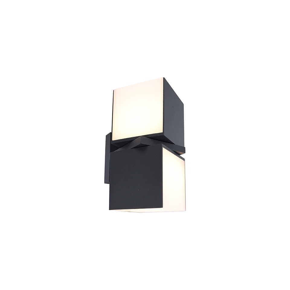 CUBA IP54 INTEGRATED LED WALL LIGHT WITH ADJUSTABLE HEADS IN DARK GREY 1000 LUMEN 3000K