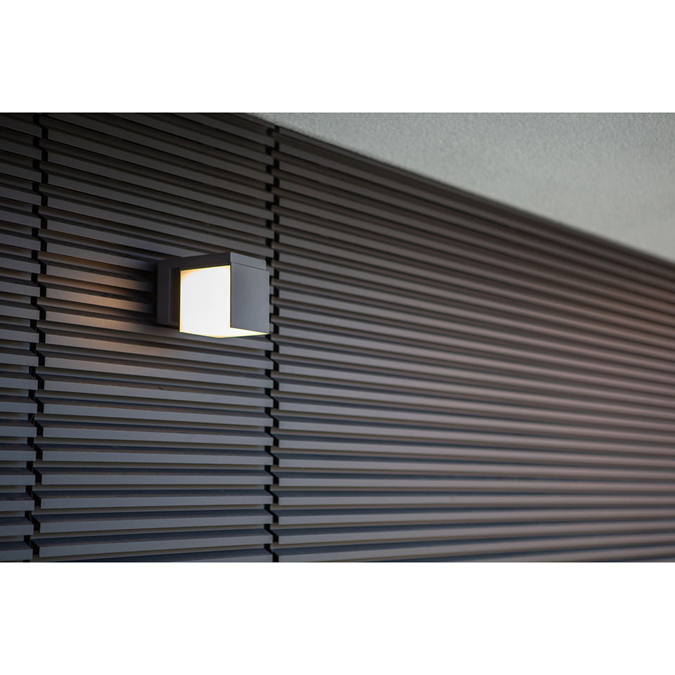 CUBA IP54 INTEGRATED LED WALL LIGHT WITH ADJUSTABLE HEAD IN DARK GREY 600 LUMEN 3000K
