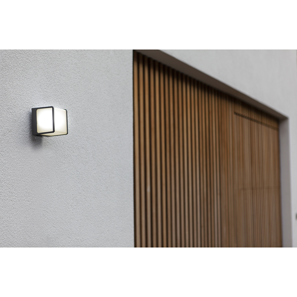 DOBBLO IP54 INTEGRATED LED WALL LIGHT IN CHARCOAL GREY 800 LUMEN 3000K